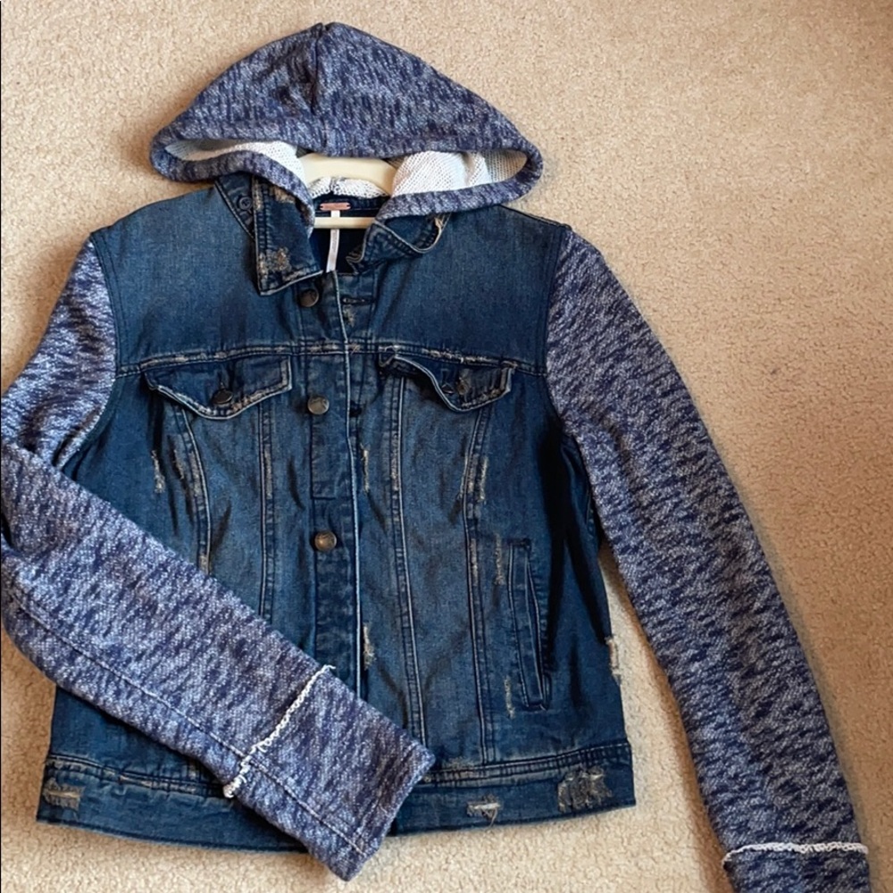 Knit hooded denim jacket | free people